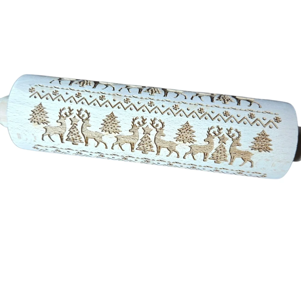 Christmas Pattern Embossed Rolling Pin